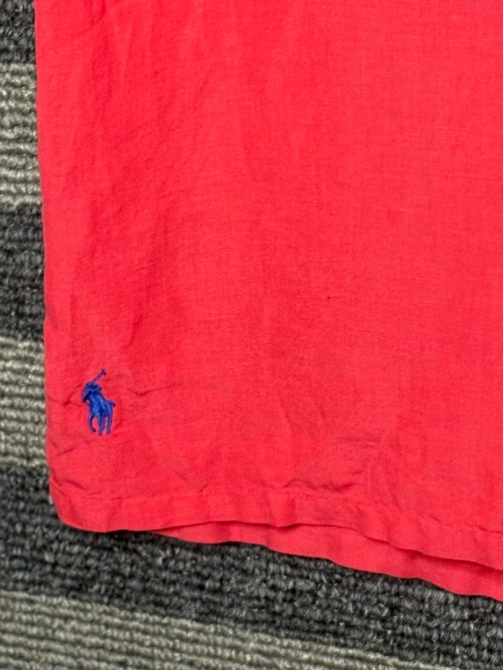 Polo Ralph Lauren Coral Red Button-Front Short-Sleeve Linen & Silk Camp Shirt M - Picture 2 of 7